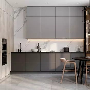 Серый кухонный гарнитур с фасадом под светлый дуб Ferrand Kitchen Set