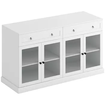 Широкая тумба с ящиками и стеклянными дверцами Percent Glass Cabinet