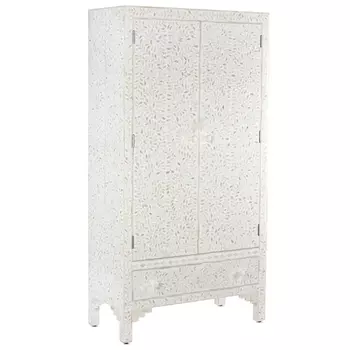 Шкаф белый узор отделка кость White Bone Inlay Almirah Cupboard 1 DRAWER