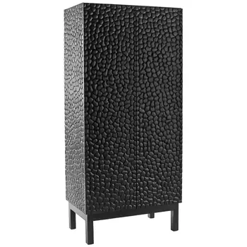 Шкаф Black Pebble Wood Carved Cabinet
