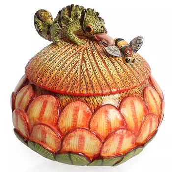 Шкатулка Хамелеон Chameleon on Floral Box