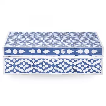 Шкатулка инкрустация костью Pattern Inlay Box Indigo