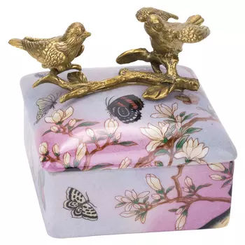Шкатулка из фарфора с бронзовыми птицами Eden Garden