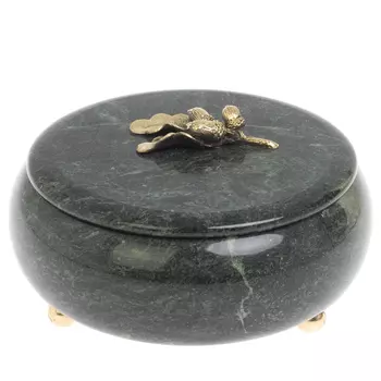 Шкатулка круглая из натурального камня змеевик Stone Casket