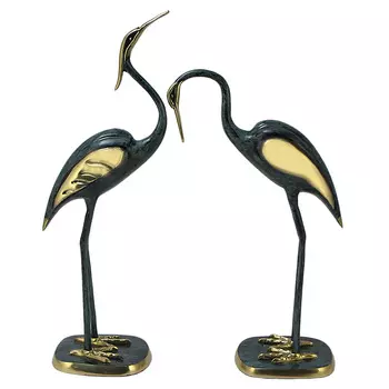 Статуэтка бронзовая пара Журавли синие Bronze Birds