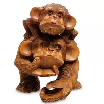 Статуэтка из дерева суар в виде обезьяны с детёнышем Mama Monkey