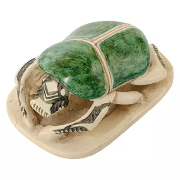 Статуэтка Скарабей Scarab Beetle beige and green