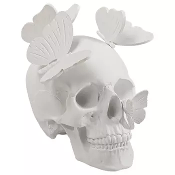 Статуэтка Skull with butterflies white