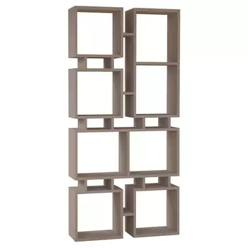 Стеллаж прямой бежево-серый с 8-ю открытыми полками RAIL BOOKCASE NO.1 LIGHT MOCHA