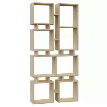 Стеллаж прямой цвета древесины с 8-ю открытыми полками RAIL BOOKCASE NO.1 OAK