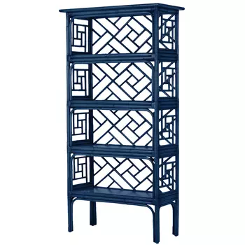 Стеллаж Синий Bamboo Chippendale Etagere Blue