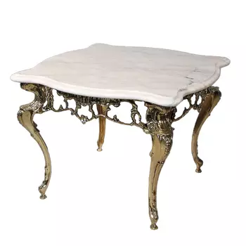 Стол бронзовый с мраморной столешницей Coffee De Bronze