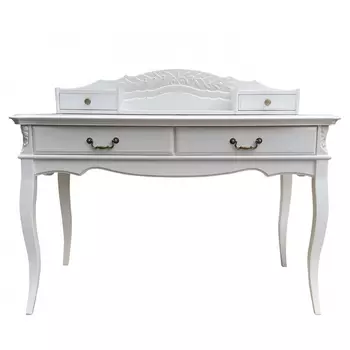 Стол-бюро белого цвета из массива бука с 4-мя ящиками White Provence