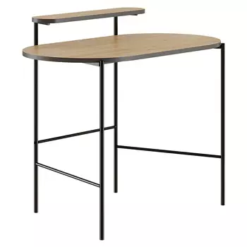 Стол письменный овальной формы с полкой LOUB WORKING TABLE BLACK OAK