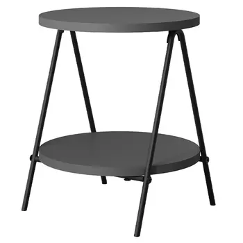 Стол приставной с 2-мя круглыми столешницами цвета антрацит ESSEL SIDE TABLE ANTHRACITE