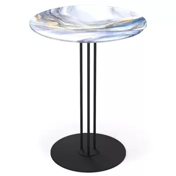 Стол журнальный с круглой бело-голубой столешницей из стекла White and Blue Marble