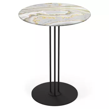 Стол журнальный с круглой столешницей из стекла Gray and Gold Marble