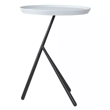 Столик приставной с круглой серой столешницей и черным основанием Round Stable Table