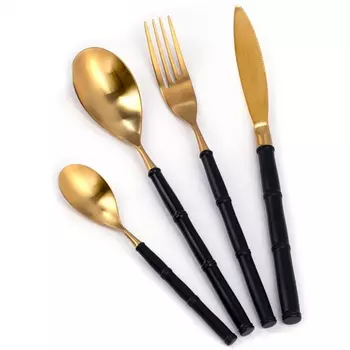Столовые приборы Bamboo Gold and Black