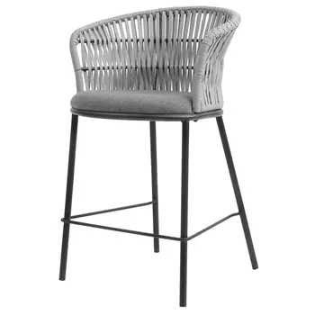 Стул барный с декоративным плетением на спинке и подлокотниках Chair Weave