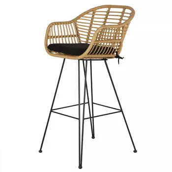 Стул барный с ротанговым плетением Half Bar Chair with Wicker с подлокотниками