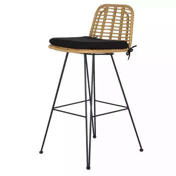 Стул барный с ротанговым плетением Half Bar Chair with Wicker без подлокотников