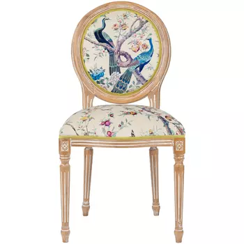 Стул из массива бука с изображением птиц и цветов Beige Green Chinoiserie Garden Chair