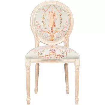 Стул из массива бука светло-серый с растительным орнаментом Raffael Angel Grey Chair