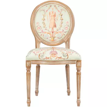 Стул из массива бука светло-зеленый с растительным орнаментом Raffael Angel Green Chair