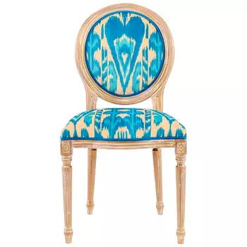 Стул из натурального бука с бирюзово-желтым узором Ikat Pattern бирюзовый