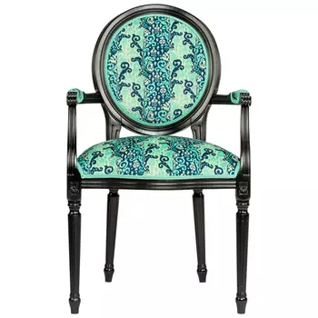 Стул из натурального бука с подлокотниками Ikat Pattern бирюзовый