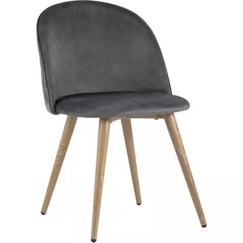 Стул Miruna Chair Спинка Ромбы Серый Велюр