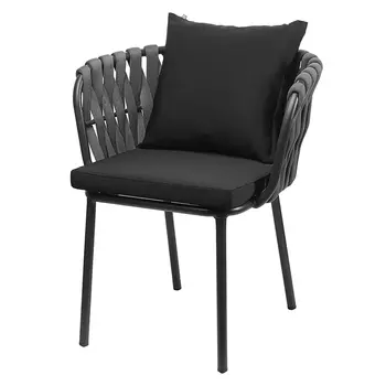 Стул мягкий с декором в виде плетеных лент на спинке и подлокотниках Semicircular Chair Decorated with Ribbons
