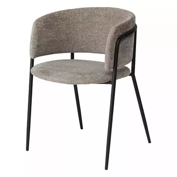 Стул полукруглый с каркасом из металла и мягким сиденьем и спинкой Soft Chenille