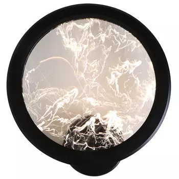 Светодиодное бра круглой формы с металлической рамой черного цвета Marble Glow