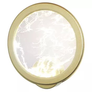 Светодиодное бра круглой формы с металлической рамой золотого цвета Marble Glow