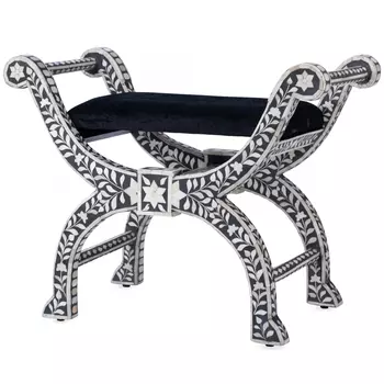 Табурет отделка кость черный BONE INLAY Jenny Stool