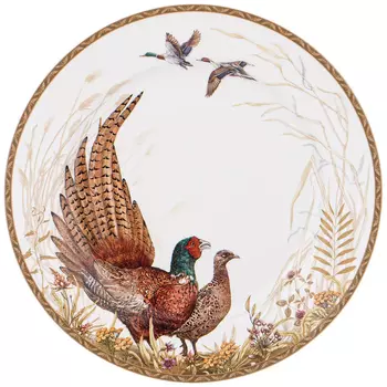Тарелка закусочная из фарфора с изображением фазанов Hunting Porcelain Collection