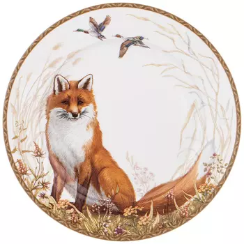 Тарелка закусочная из фарфора с изображением лисы Hunting Porcelain Collection