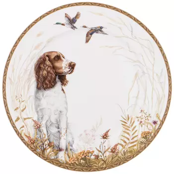 Тарелка закусочная из фарфора с изображением собаки Hunting Porcelain Collection