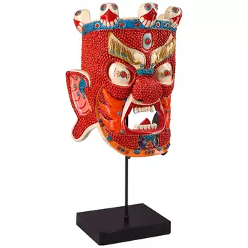 Тибетская буддийская маска божества Red Jamsran