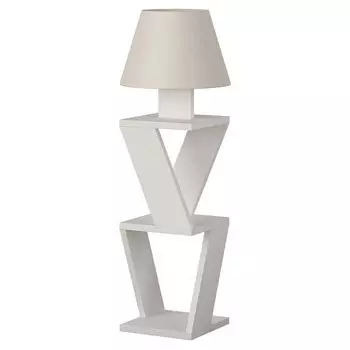 Торшер белый с каркасом с 2-мя полками и тканевым абажуром KOZENA SIDE FLOOR LAMP WHITE