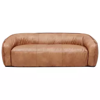 Трехместный диван с кожаной обивкой коричневый Coste Leather Sofa