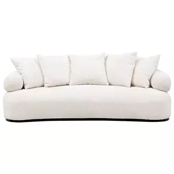 Трехместный диван с обивкой букле молочного цвета Leonois Boucle Sofa