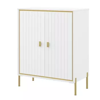 Тумба белая с двумя дверками и полками Antique Order