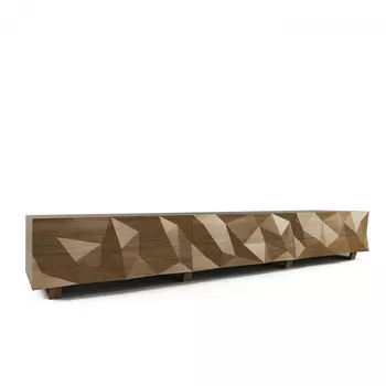 Тумба для ТВ древесного цвета с большими угловыми фигурами Geometric Greece