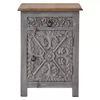 Тумба Indian Antique White Furniture Nightstand Ganica серый