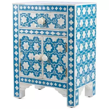 Тумба отделка кость BONE Inlay Bedside Cabinet 1 DRAWER
