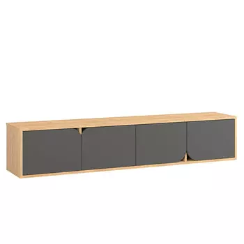 ТВ-тумба подвесная цвета древесины с 4-мя темно-серыми дверцами SPARK TV STAND OAK ANTHRACITE