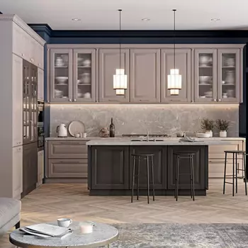 Угловая кухня с островом из массива дерева Amaline Kitchen Set